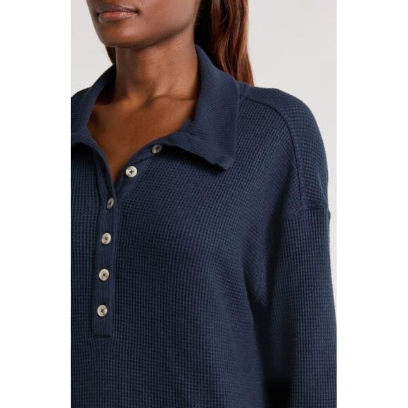 NWT Travis Mathew Women's Long Weekend Henley Top Navy Small Loungewear Casual - Picture 1 of 6